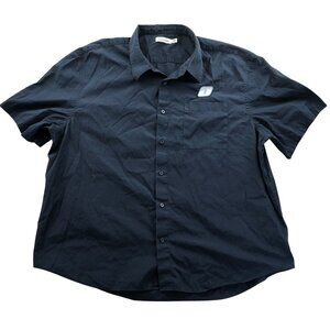 Calvin Klein Mens Shirt Size XXL Navy Blue Short Sleeve Casual Button-Up Relaxed